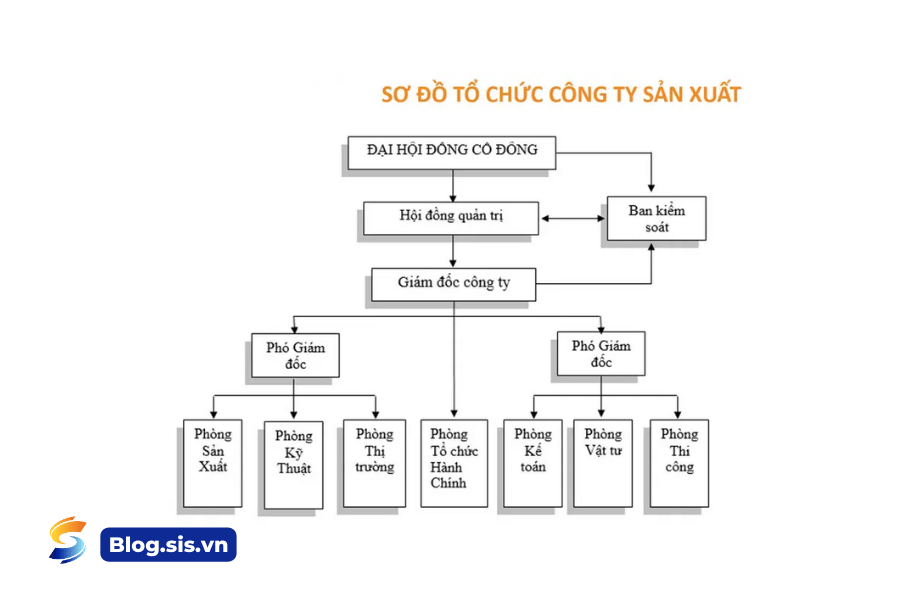 Ví dụ sơ đồ tổ chức của công ty sản xuất tại Việt Nam
