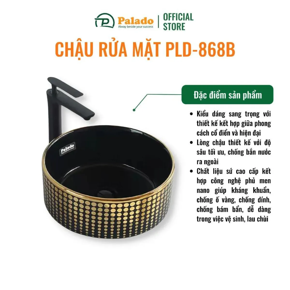 Đặc điểm của bộ chậu rửa lavabo dương bàn Palado PLD868B