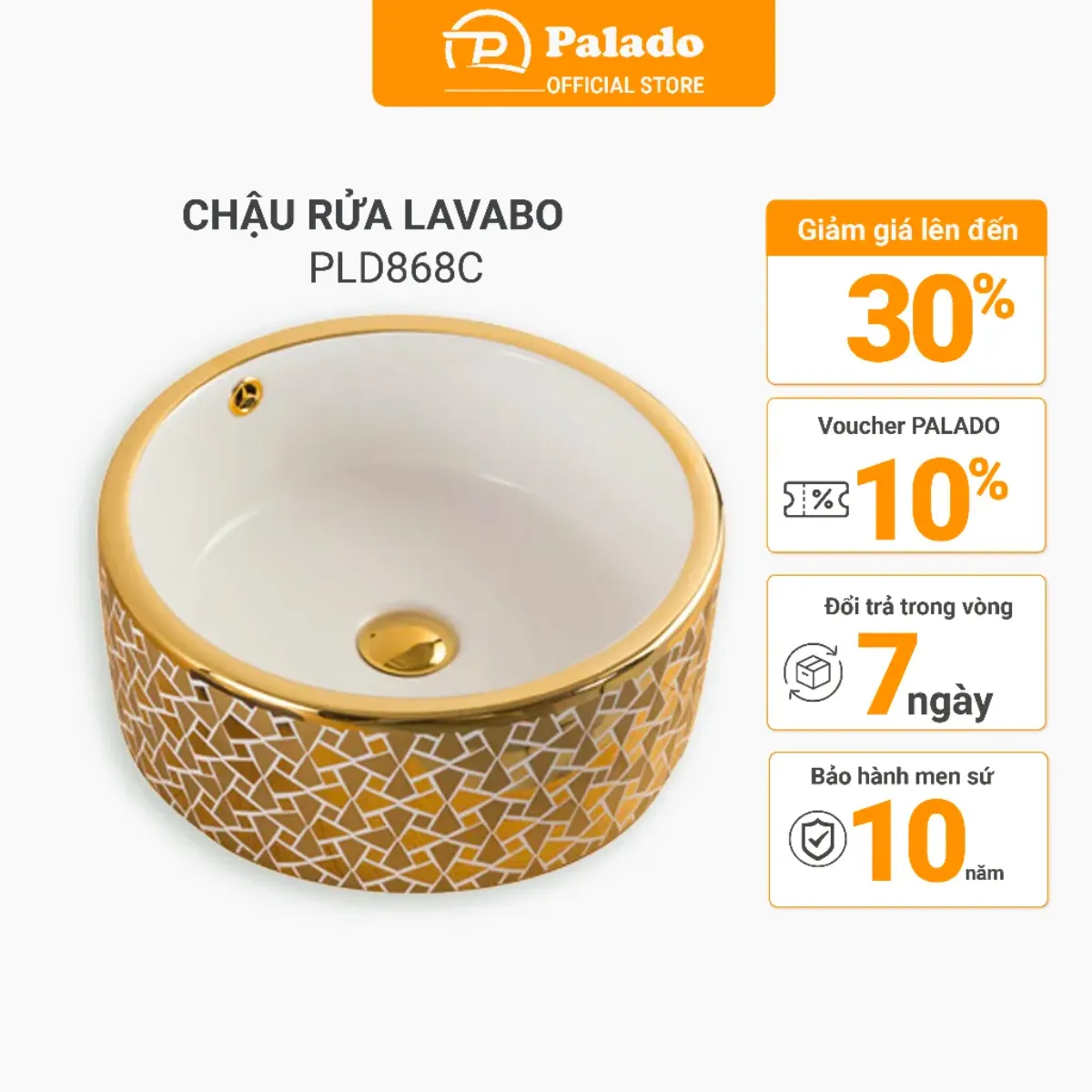 Thông số kỹ thuật của Chậu rửa Lavabo dương bàn Palado PLD868C