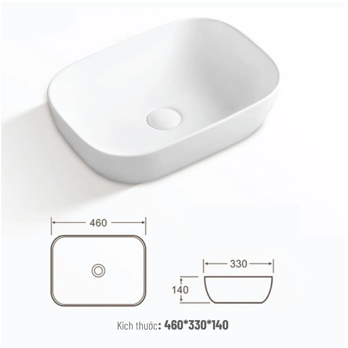 Thông số kỹ thuật của chậu rửa lavabo dương bàn Palado LD869E