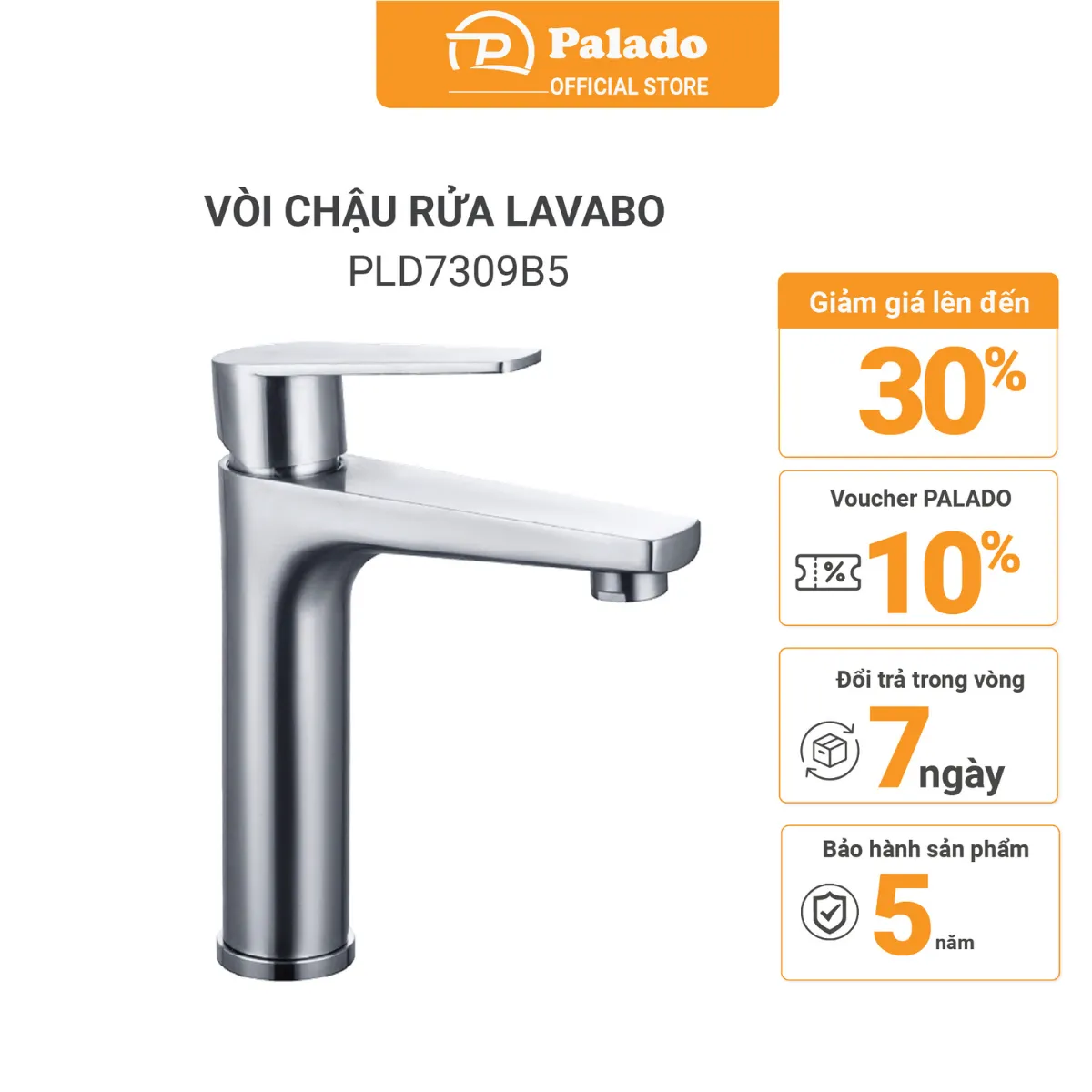 Sản phẩm vòi chậu rửa mặt PALADO PLD7309B5 cung cấp một chính sách bảo hành rất hấp dẫn.