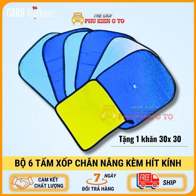 Bộ 6 Tấm Che Nắng Ô Tô, Tấm Chắn Nắng Ô Tô Xe Hơi Phản Quang Phủ Nhôm Bạc Cách Nhiệt