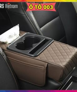 Đệm tỳ tay ô tô Mẫu Mới 4 trong 1, Chất liệu lõi cao su non bọc da PU cao cấp, hộp đựng giấy đa năng