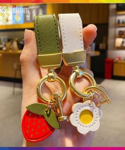 Móc khoá dây da nhiều màu mix hoa quả xinh xắn cho ô tô, xe máy, ba lô dễ dàng kết hợp