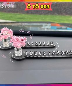 Bảng số điện thoại đỗ xe,bảng số đứng mix cùng lọ hoa mini siêu xinh gắn taplo xe ô tô, xe hơi