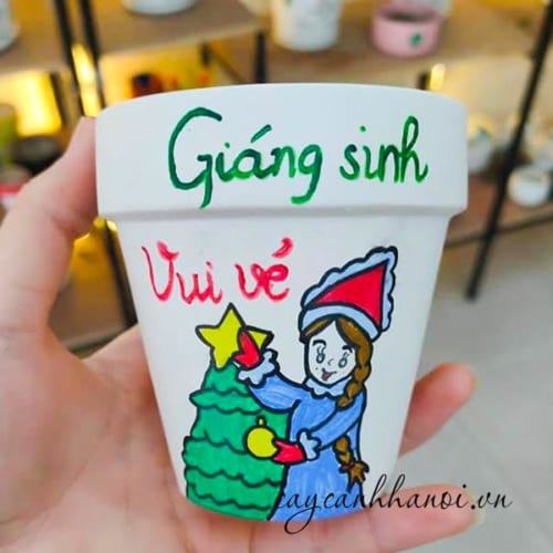 Chậu vẻ hình giáng sinh vui vẻ