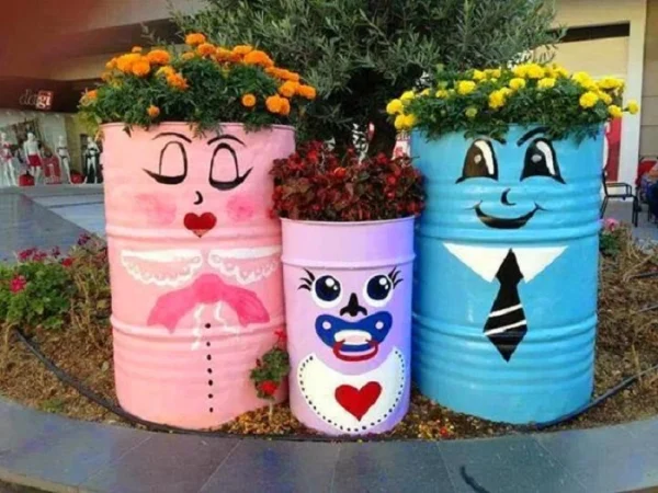 Chậu cây từ ống sắt cũ