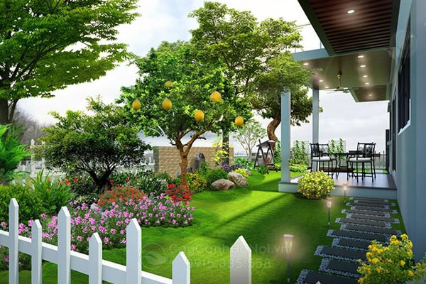 Thiết kế cảnh quan sân vườn với cây ăn quả