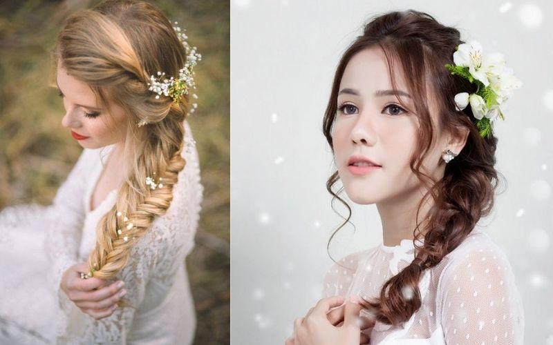 Kiểu tóc thắt bím lệch khi mặc áo dài đầy nữ tính
