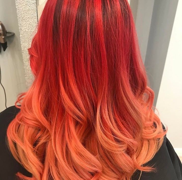 Tóc màu đỏ cam ánh hồng siêu đẹp dành cho chị em