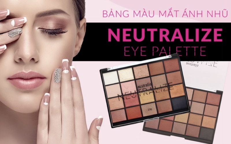 Phấn mắt Australis Neutralize Nude Eyeshadow Palette có tới 20 màu