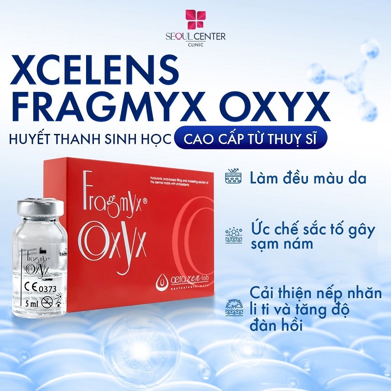 Fragmyx Oxyx Meso mang lại nhiều công dụng cho da như đều màu da, giảm sạm nám, mờ nếp nhăn, tăng độ đàn hồi