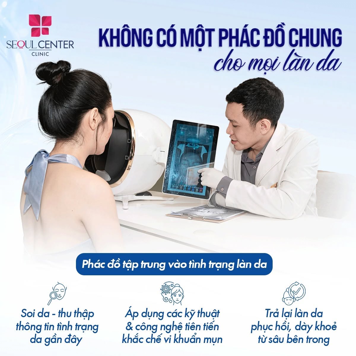 Trị nám tại Seoul Center Clinic khách hàng sẽ được điều trị theo phác đồ cá nhân hóa đảm bảo an toàn, hiệu quả tận gốc