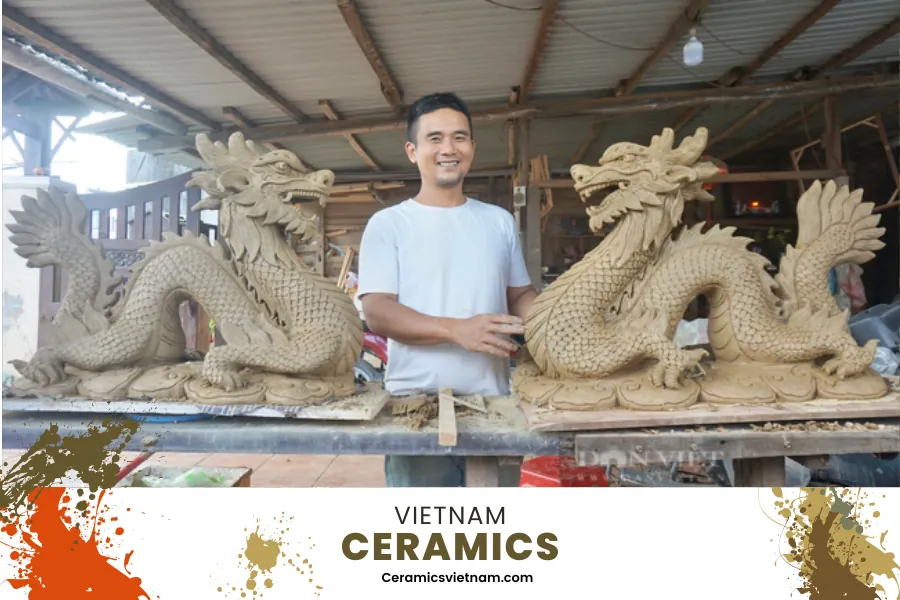 Watching the artisans in the pottery village mold the zodiac animal for Tet 2024