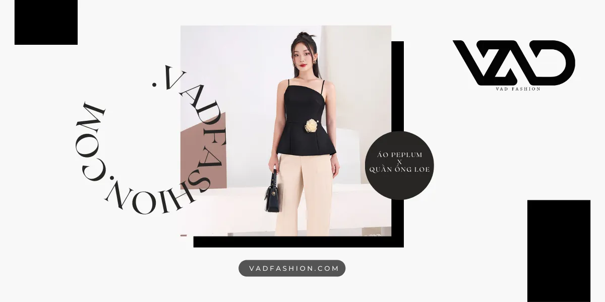 Phối áo Peplum với quần ống loe – Định hình đường cong hoàn hảo