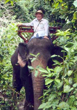 "Jungle John" Banta cưỡi voi trong rừng Thái Lan