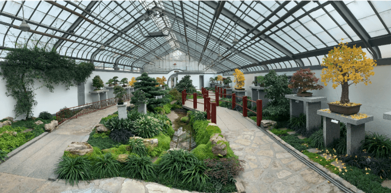 "Khu vườn không cỏ dại" (”Garden of weedlessness”) - nhà kính Penjing tại Vườn bách thảo Montreal - Ghi nhận cho Matthiew Quinn