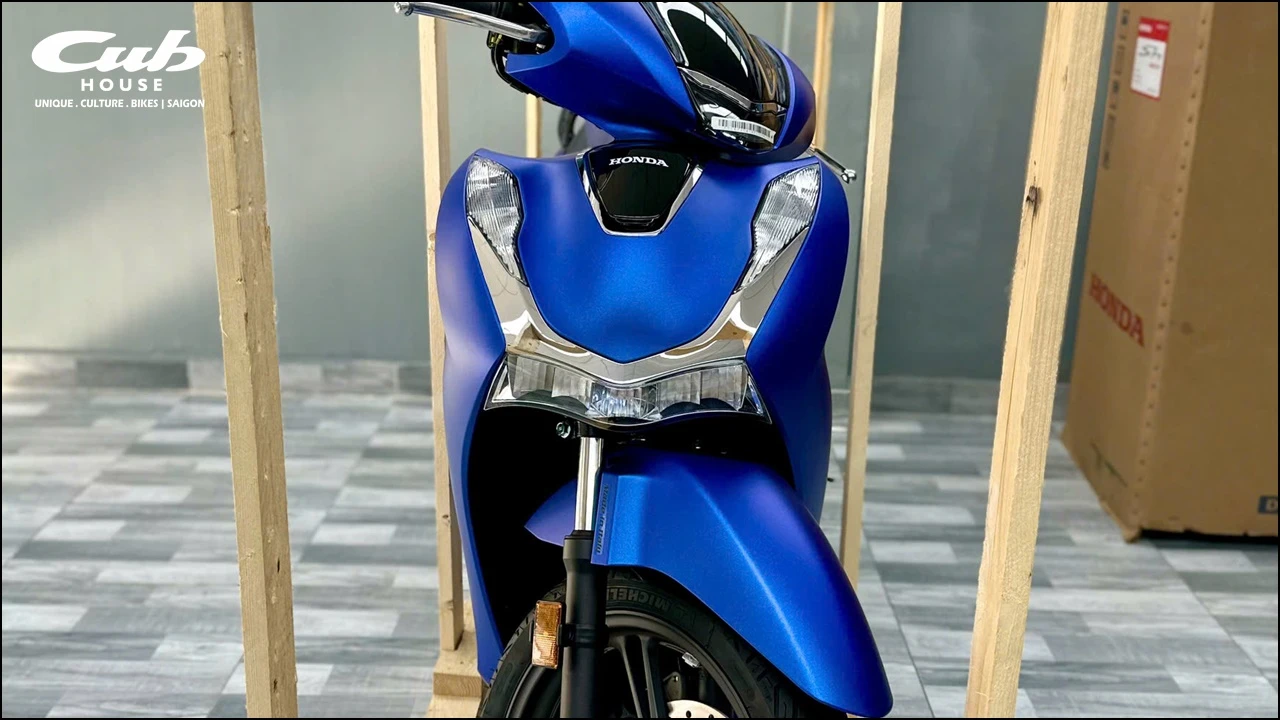 Honda SH Ý 150i màu xanh dương nhám Matt Pearl Pacific Blue