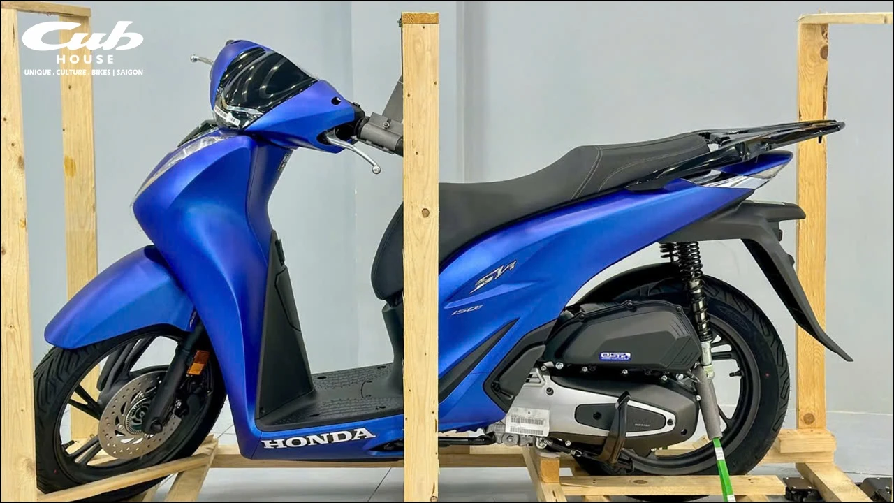 Honda SH Ý 150i màu xanh dương nhám Matt Pearl Pacific Blue