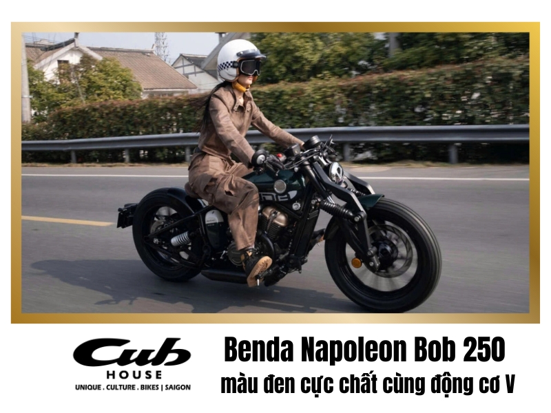 Benda Napoleon Bob 250 màu đen cực chất cùng động cơ V 1 Benda Napoleon Bob 250 màu đen cực chất cùng động cơ V