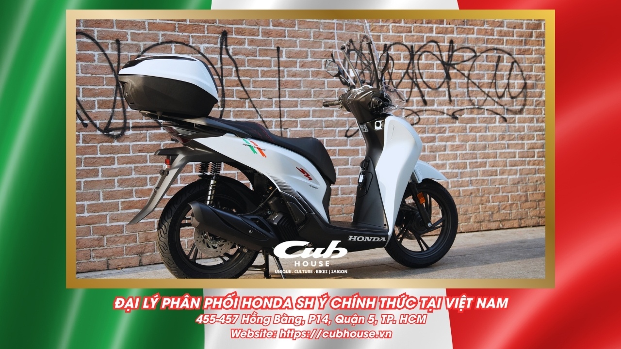 SH Ý về Cub House Sài Gòn - Tặng tiền mặt, thùng hành lý, chắn gió, nón bảo hiểm,... 12 Chi tiết Honda SH Ý 150i Sport chính hãng màu trắng mới về đến Việt Nam