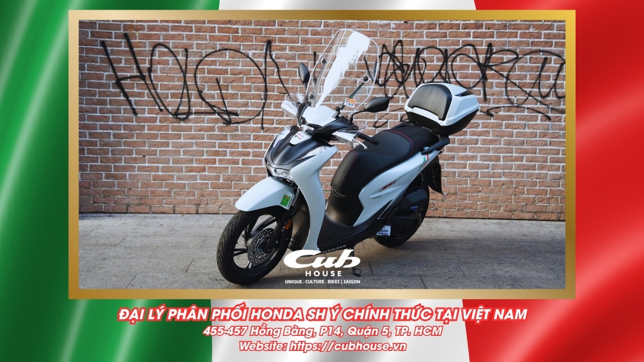 SH Ý về Cub House Sài Gòn - Tặng tiền mặt, thùng hành lý, chắn gió, nón bảo hiểm,... 11 Chi tiết Honda SH Ý 150i Sport chính hãng màu trắng mới về đến Việt Nam