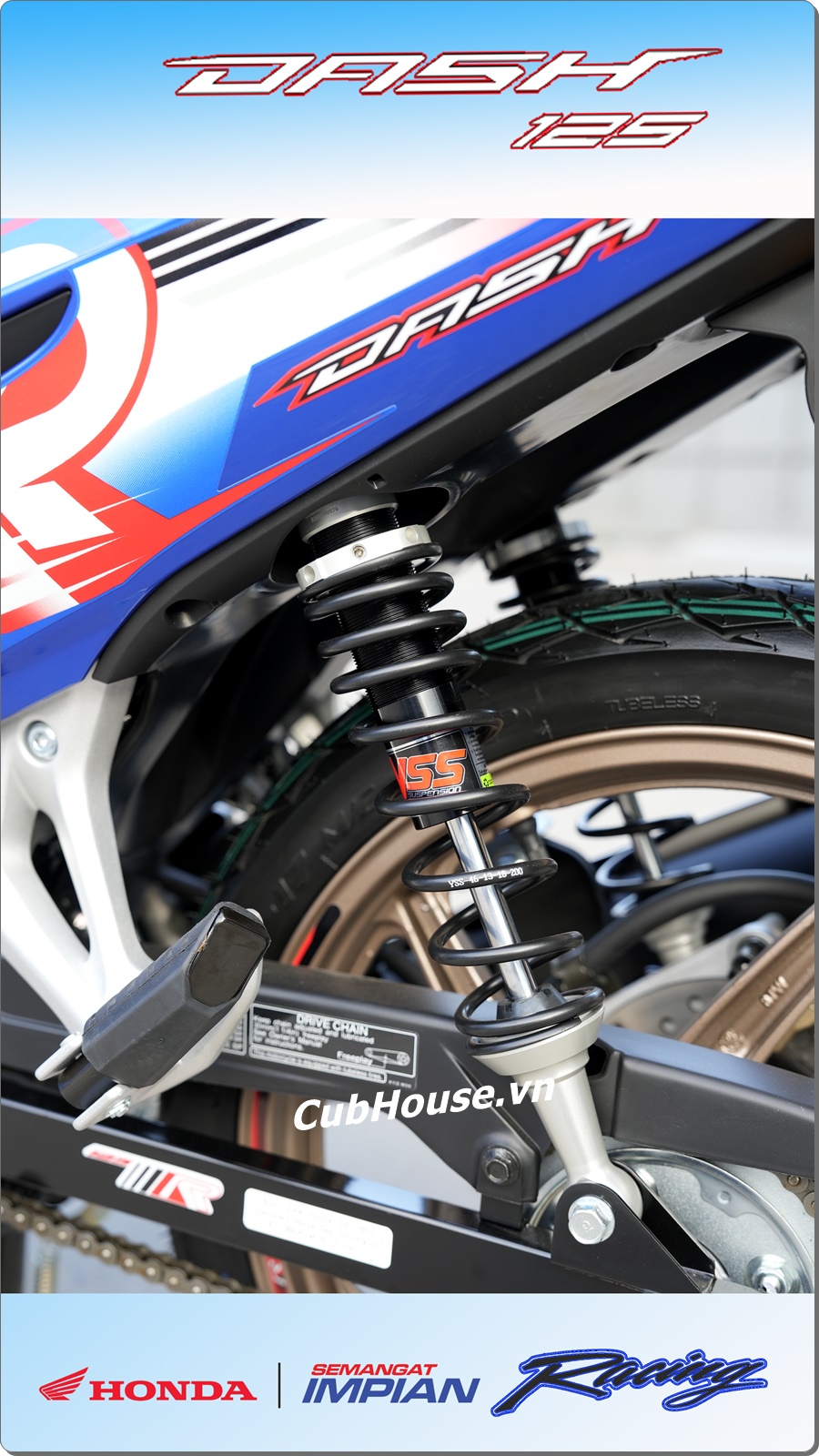 Honda Dash 125 Racing Custom 2026 Malaysia mau xanh 7