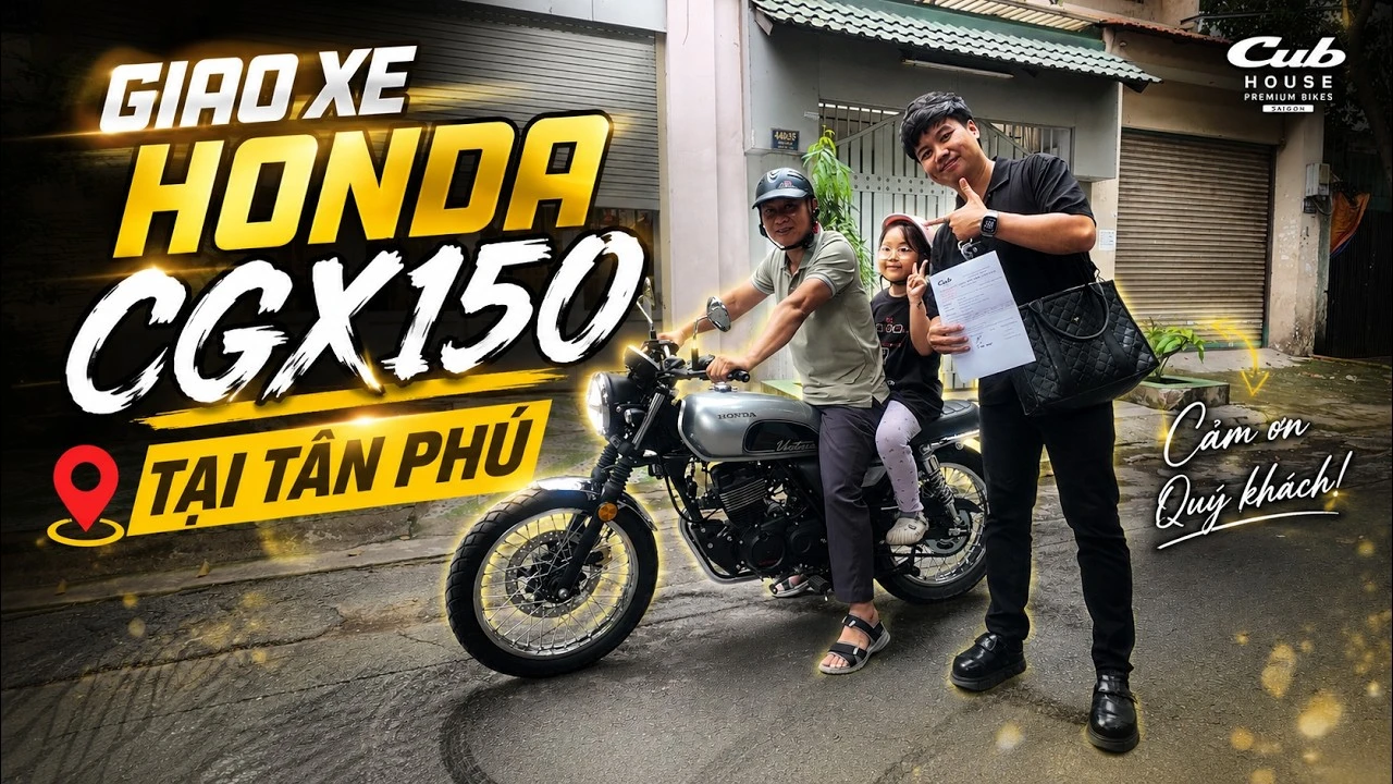 Giao xe Honda CGX150 Vintage 2026 màu Bạc cho chú U60 tại Tân Phú – Hành trình chờ đợi hơn 2 tháng đã có cái kết trọn vẹn 1 Giao xe Honda CGX150 Vintage 2026 màu Bạc cho chú U60 tại Tân Phú – Hành trình chờ đợi hơn 2 tháng đã có cái kết trọn vẹn