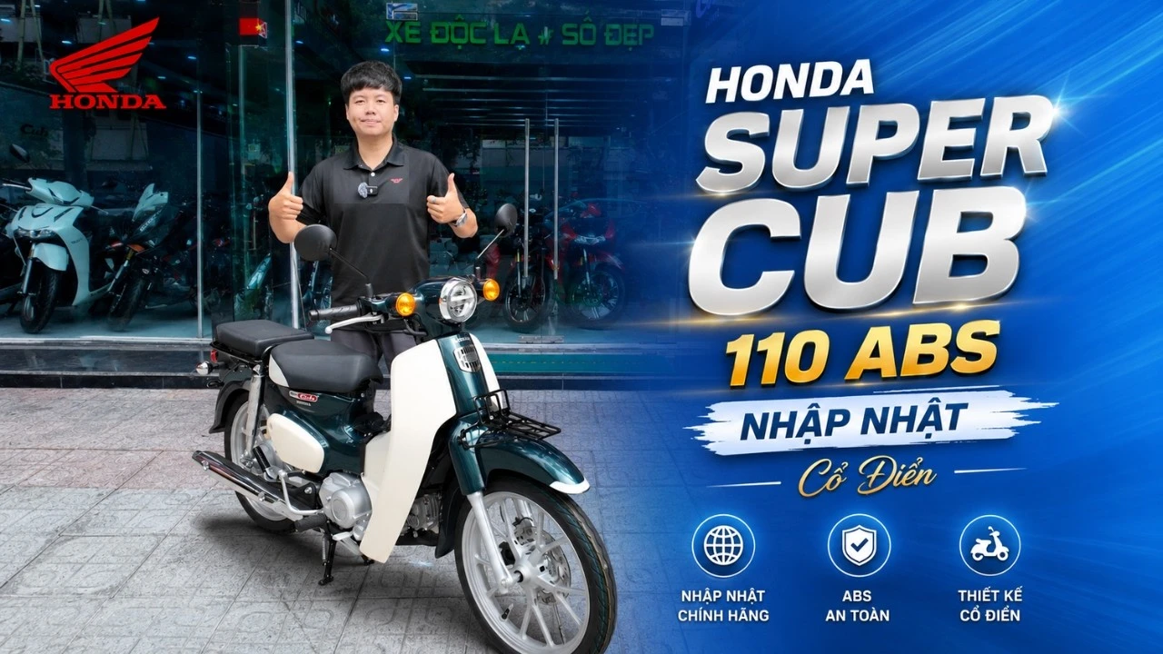 Câu bình nổ máy Super Cub 110 ABS nhập Nhật chuẩn bị giao xe cùng Quốc Cường