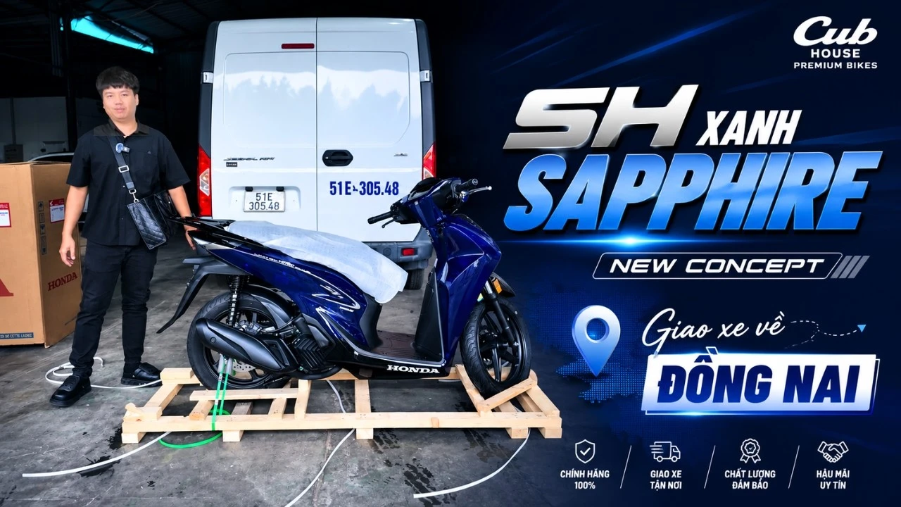 Giao xe Honda SH150i Vetro Xanh Sapphire 2026 bản New Concept về Đồng Nai
