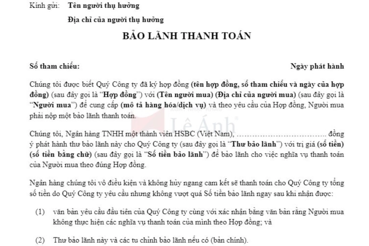 Giấy bảo lãnh ngân hàng