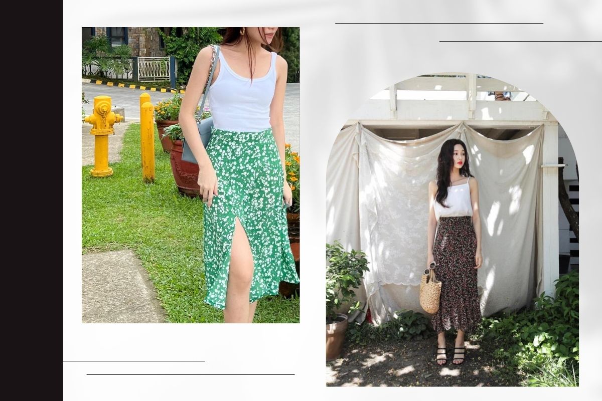 học hỏi cách phối đồ cùng chân váy hoa nhí