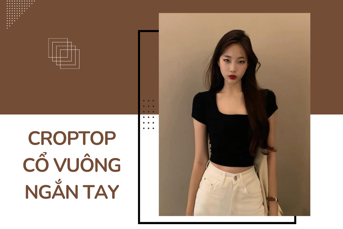 Áo croptop cổ vuông ngắn tay có thể kết hợp với quần jeans, chân váy hoặc quần short, tạo nên những bộ trang phục đa dạng và phong cách