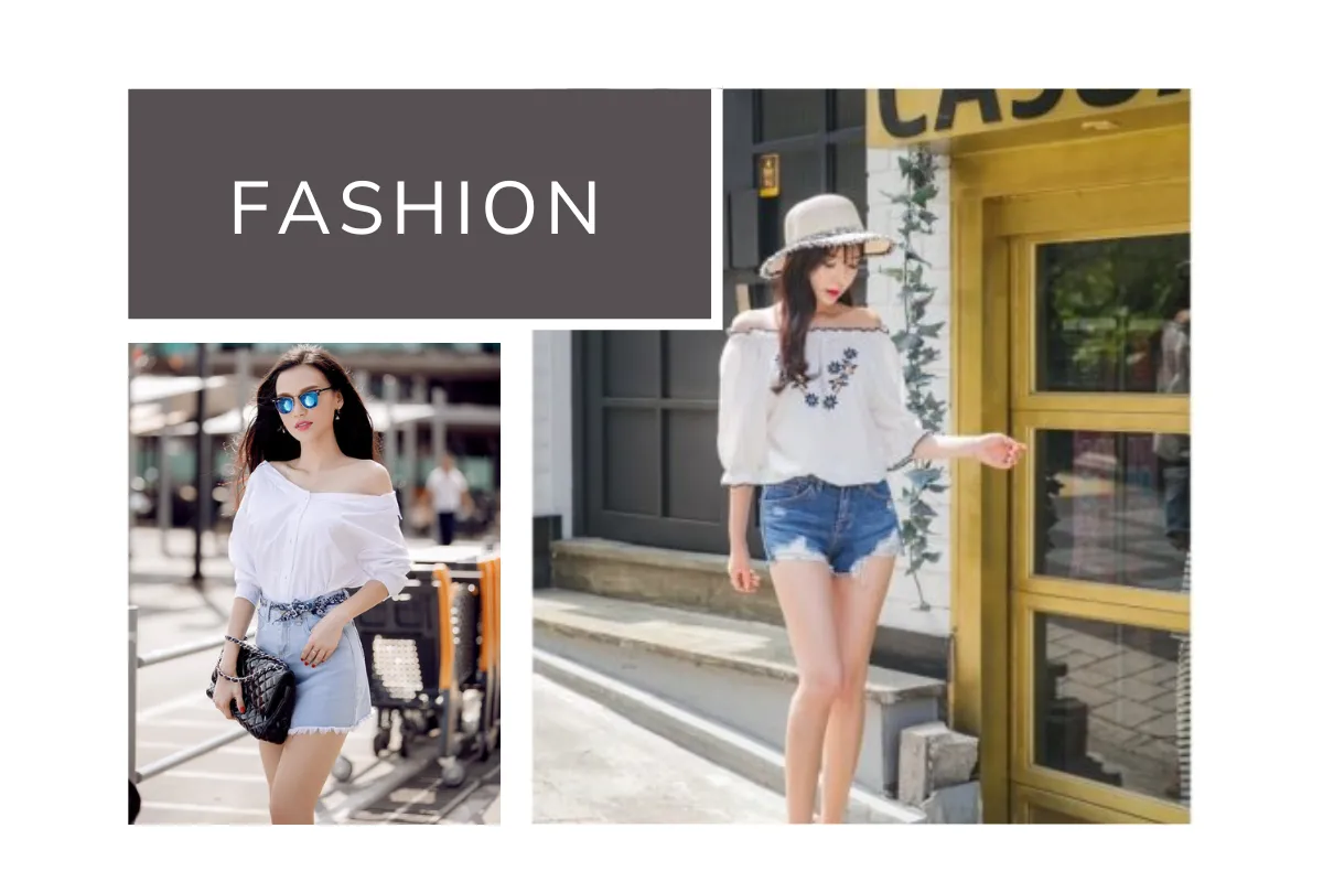 Áo trễ vai kết hợp cùng quần short năng động