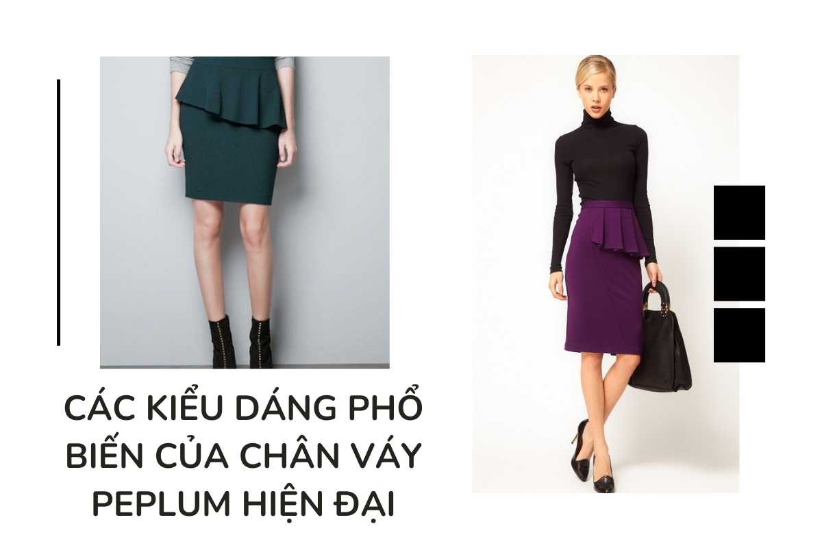 Các kiểu dáng phổ biến của chân váy peplum hiện đại