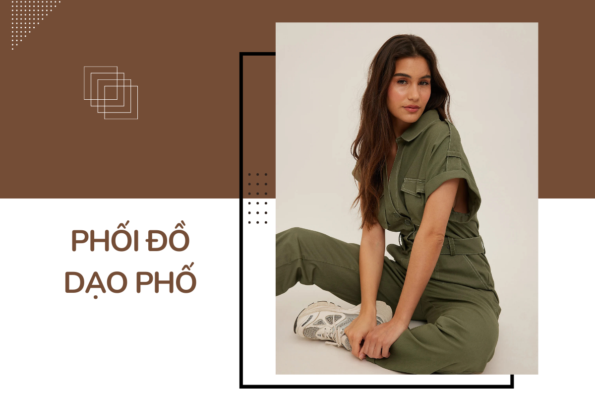 Khi đi dạo phố, bạn có thể mix một chiếc jumpsuit với đôi sneaker để tạo nên phong cách năng động và thoải mái