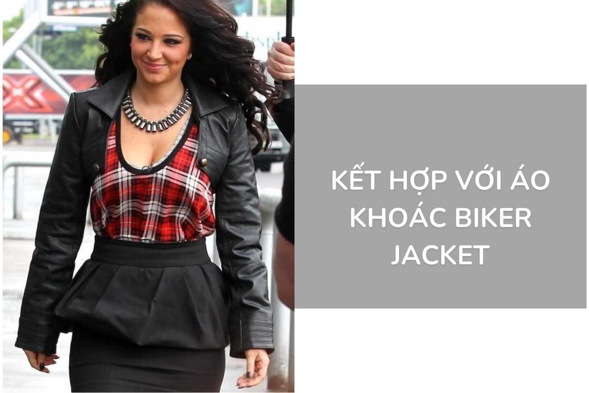 kết hợp với áo khoác biker jacket