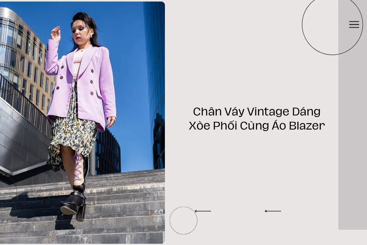 Chân Váy Vintage Dáng Xòe Phối Cùng Áo Blazer