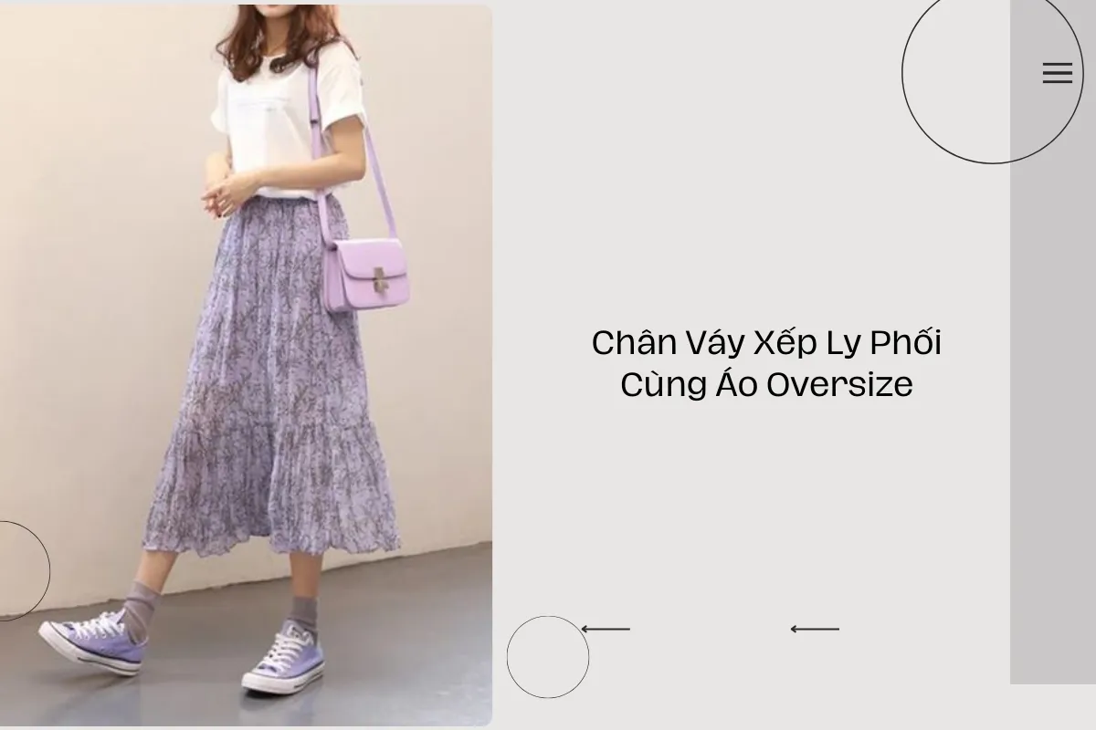 Chân Váy Xếp Ly Phối Cùng Áo Oversize