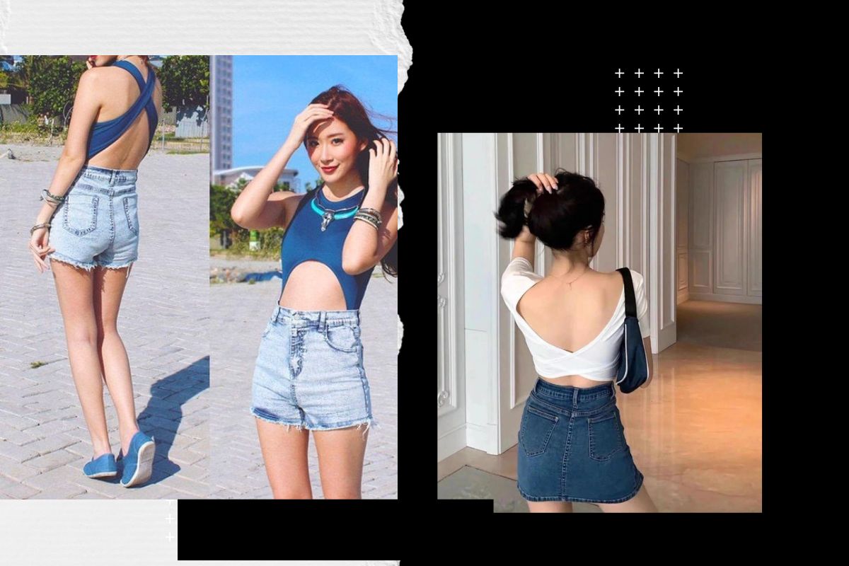 sự kết hợp của áo hở lưng và quần jean