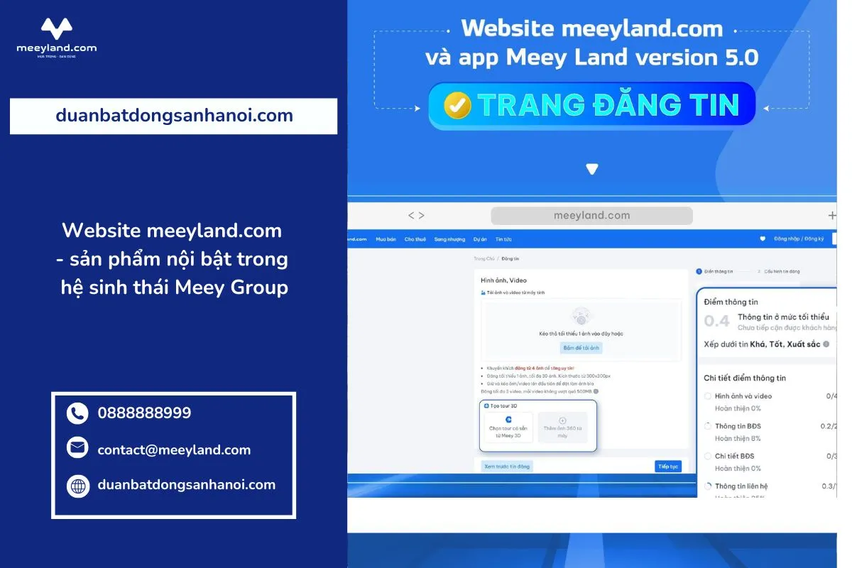 Website meeyland.com - sản phẩm nội bật trong hệ sinh thái Meey Group
