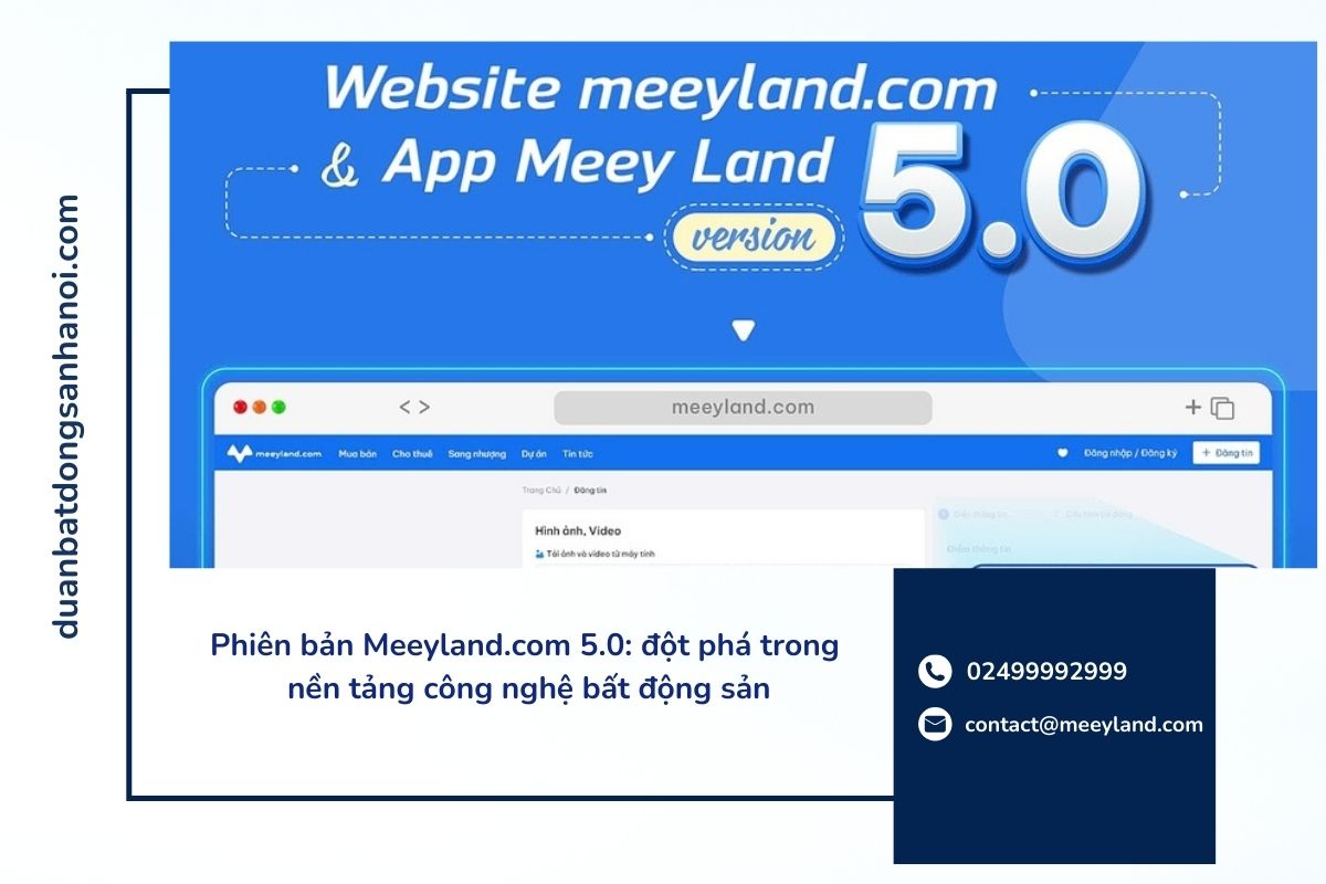 Phiên bản Meeyland.com 5.0 - đột phá trong nền tảng công nghệ bất động sản