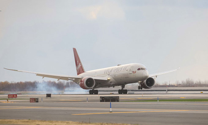Máy bay Boeing 787 của Virgin Atlantic đến Sân bay Quốc tế John F. Kennedy
