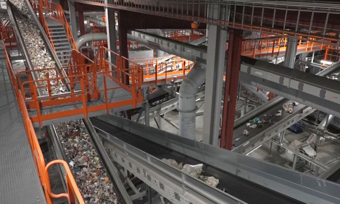 Nhà máy phân loại rác thải nhựa Site Zero ở Thụy Điển.