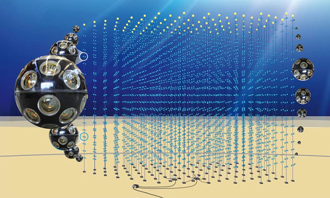 Mô phóng máy dò hạt neutrino dưới nước.