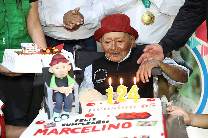 Ông Marcelino Abad trong lễ sinh nhật lần thứ 124 của mình.