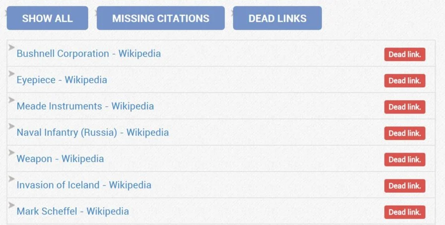 Anh chị em xem ảnh 10 nhé. Dùng WikiGrabber để tìm các trang Wiki có deadline liên quan đến "Binoculars" (Ống nhòm)