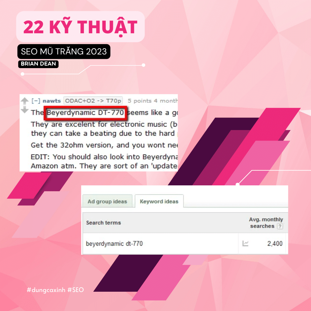 Ảnh 07: Đây là một trong những Threads cực tiềm năng! Keyword có vẻ rất phèn “Beyerdynamic DT-770” có đến tận 2,400 lượt tìm kiếm mỗi tháng! 