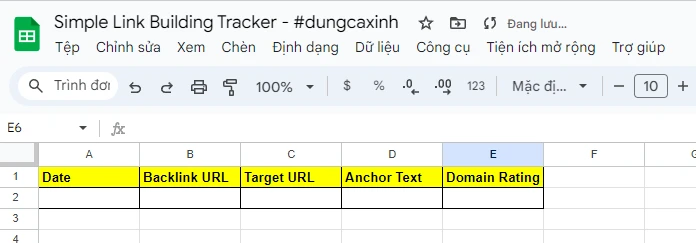 Simple Link Building Tracker #dungcaxinh