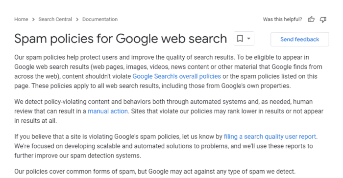 Chính sách Spam của Google